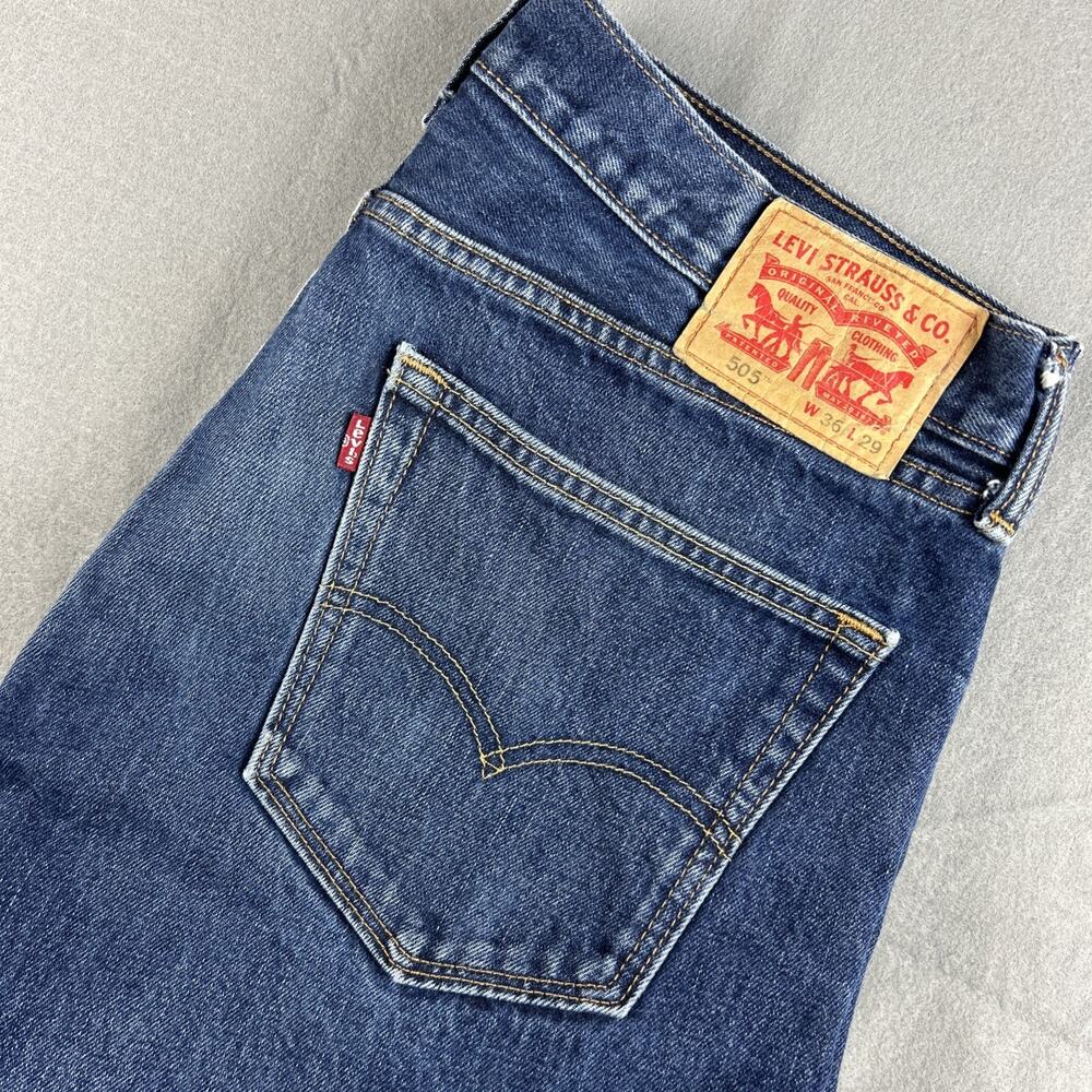 Levi’s 505 Denim Blue Jeans Mens 36x29 Casual Straight Leg Pants Medium Wash
